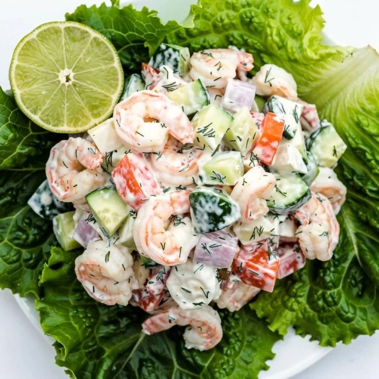 Delicious cold shrimp salad served in a bowl with fresh vegetables