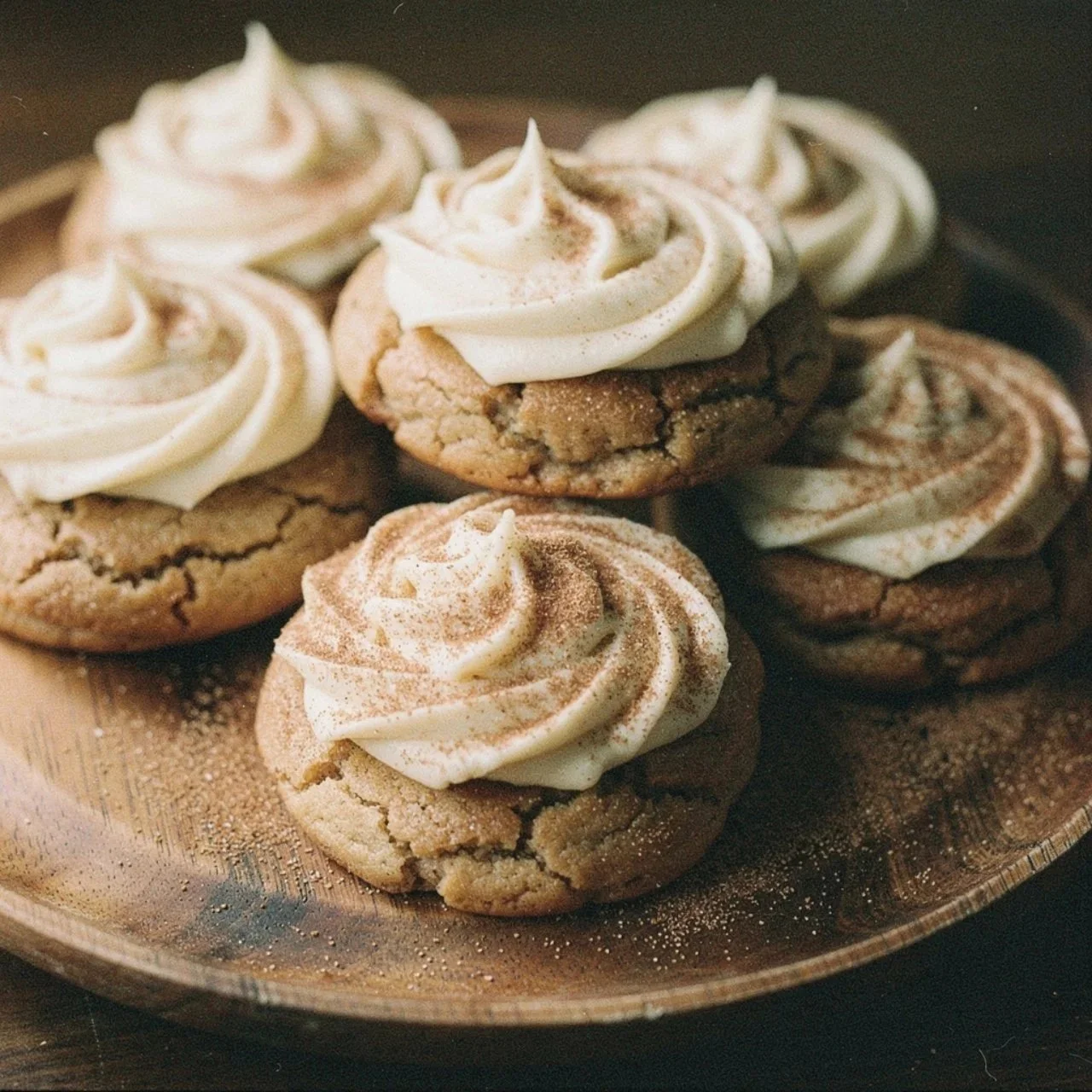 Cozy thick churro cookies drizzled with cinnamon cream cheese frosting