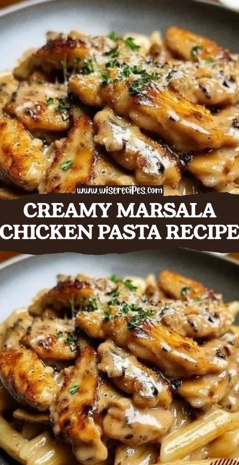 Delicious Creamy Marsala Chicken Pasta with herbs and spices
