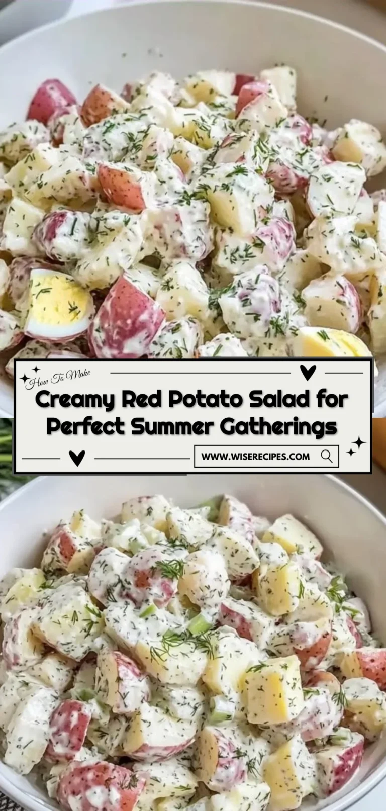 Creamy red potato salad in a bowl, perfect for summer gatherings.