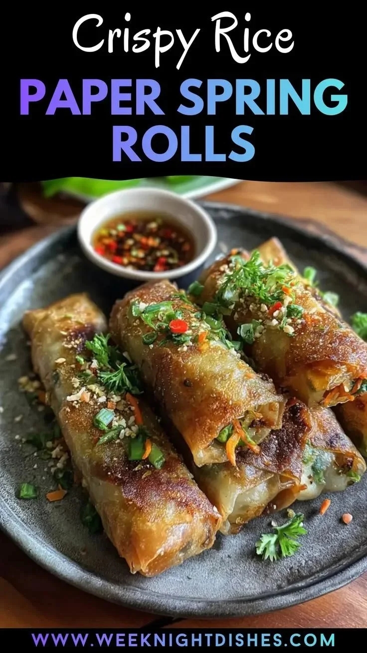 Crispy rice paper spring rolls filled with vegetables and herbs