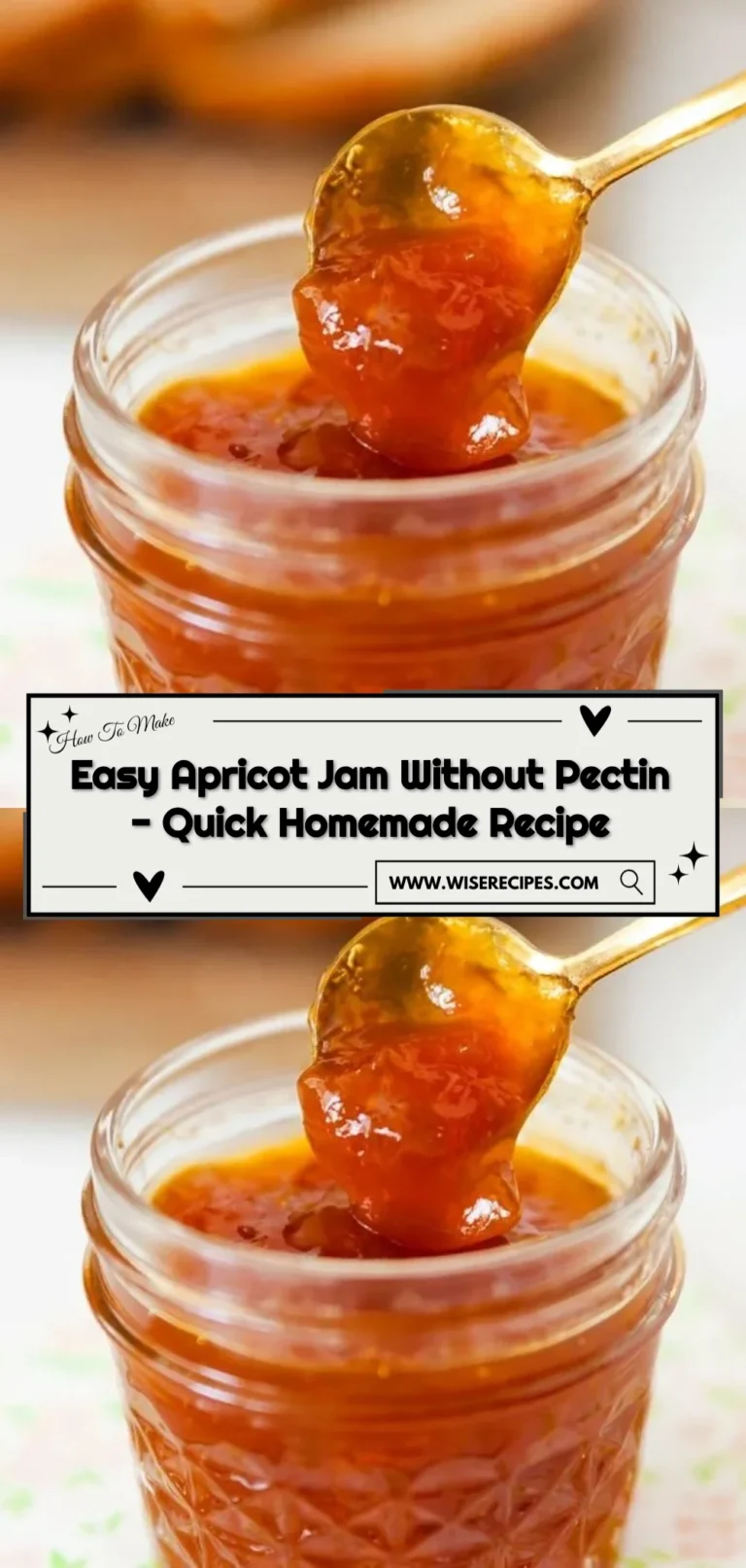 Homemade apricot jam without pectin in a jar on a kitchen counter