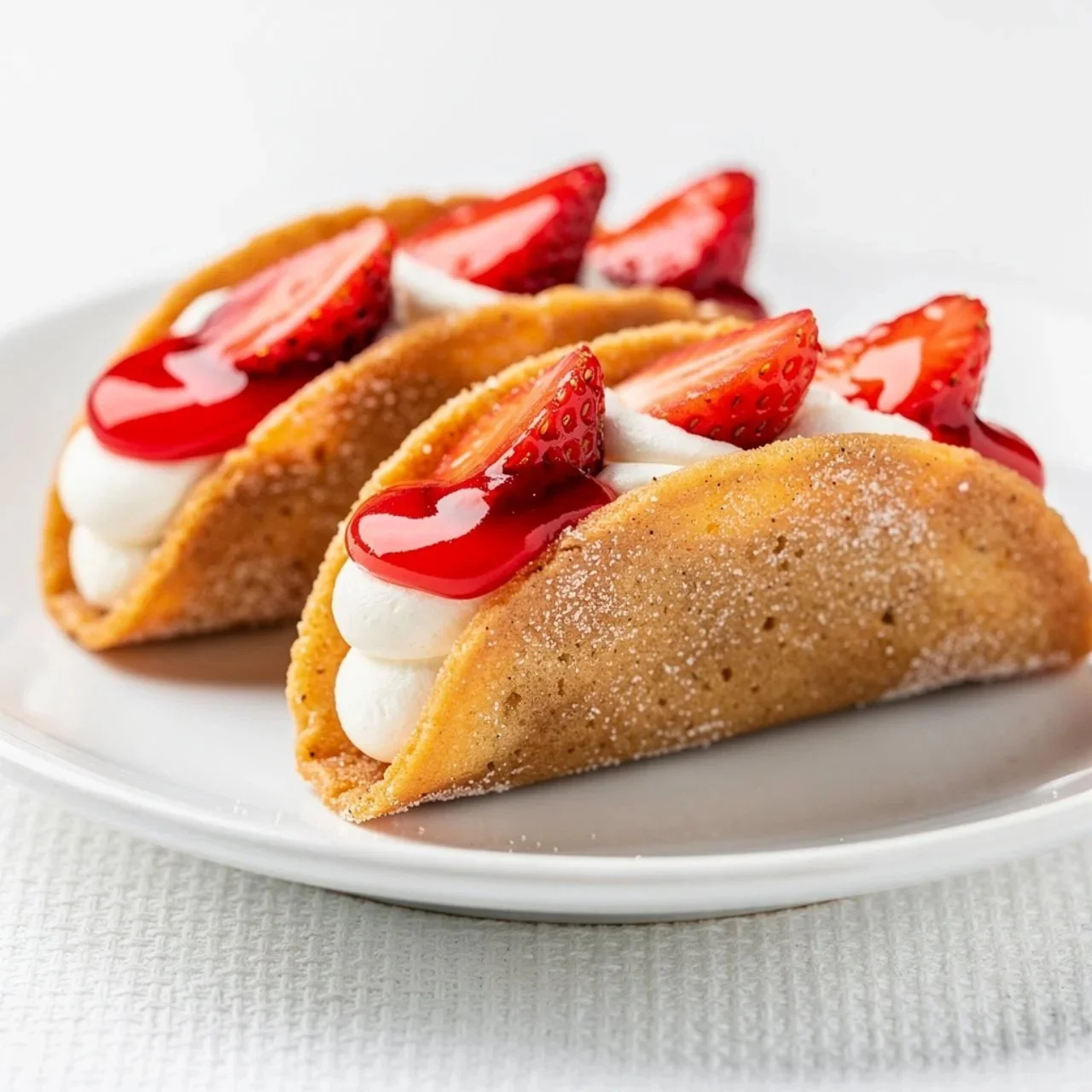 Delicious easy cheesecake tacos served on a plate