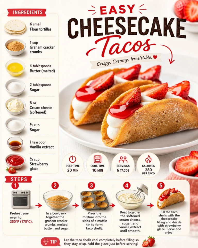 Delicious easy cheesecake tacos filled with creamy cheesecake mixture