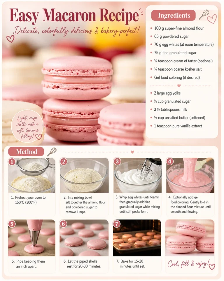 Delicious homemade macarons in various colors and flavors on a plate.