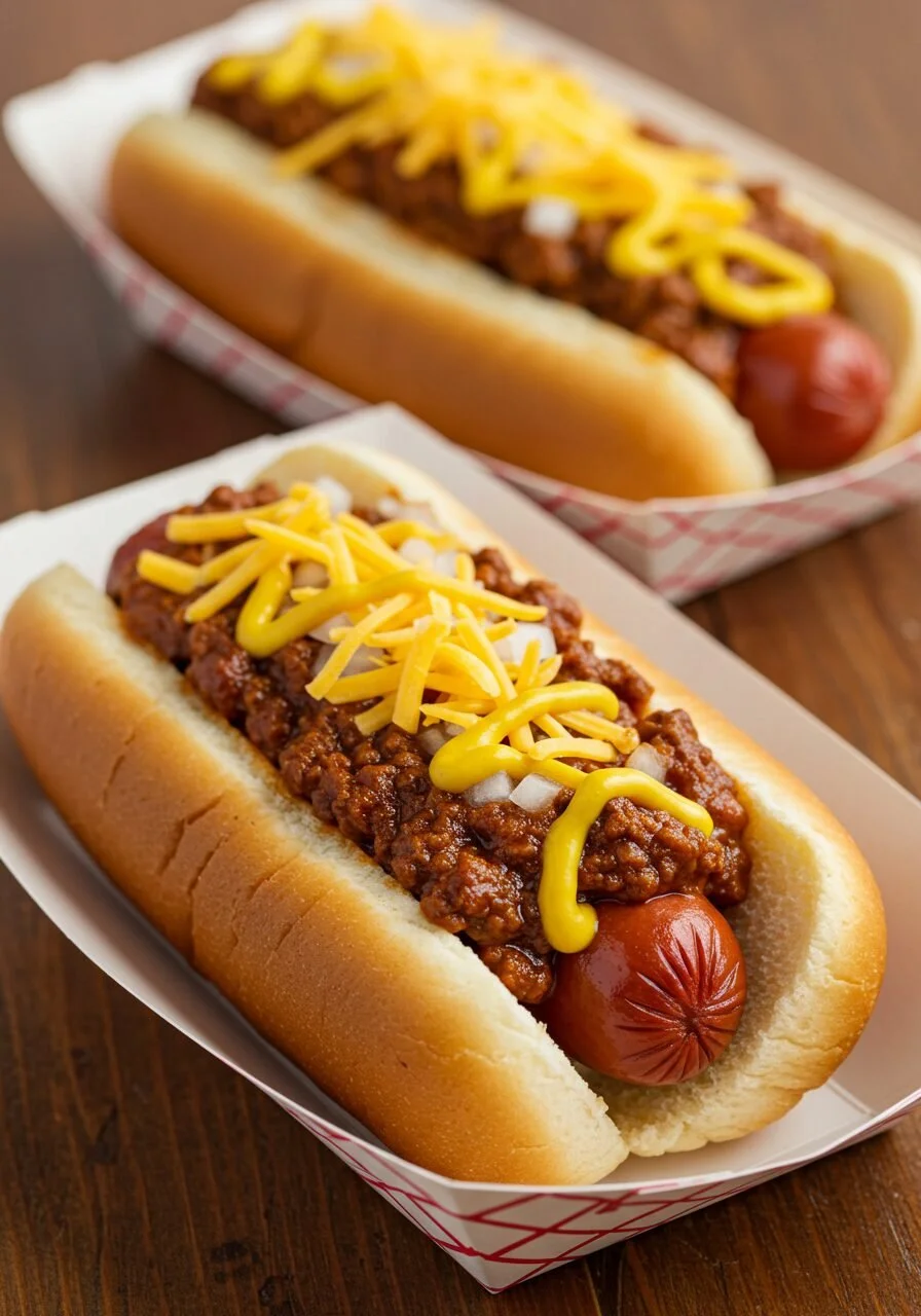 Easy slow cooker chili dogs served with toppings in a bowl