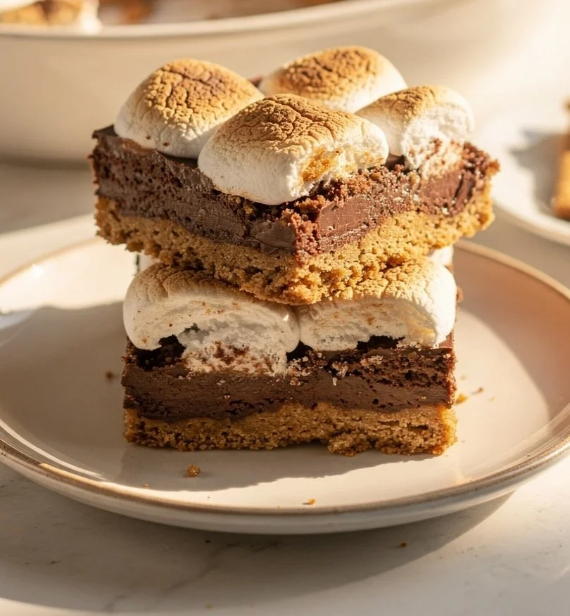 Delicious easy S'mores Bars with chocolate and marshmallows on a graham cracker crust.