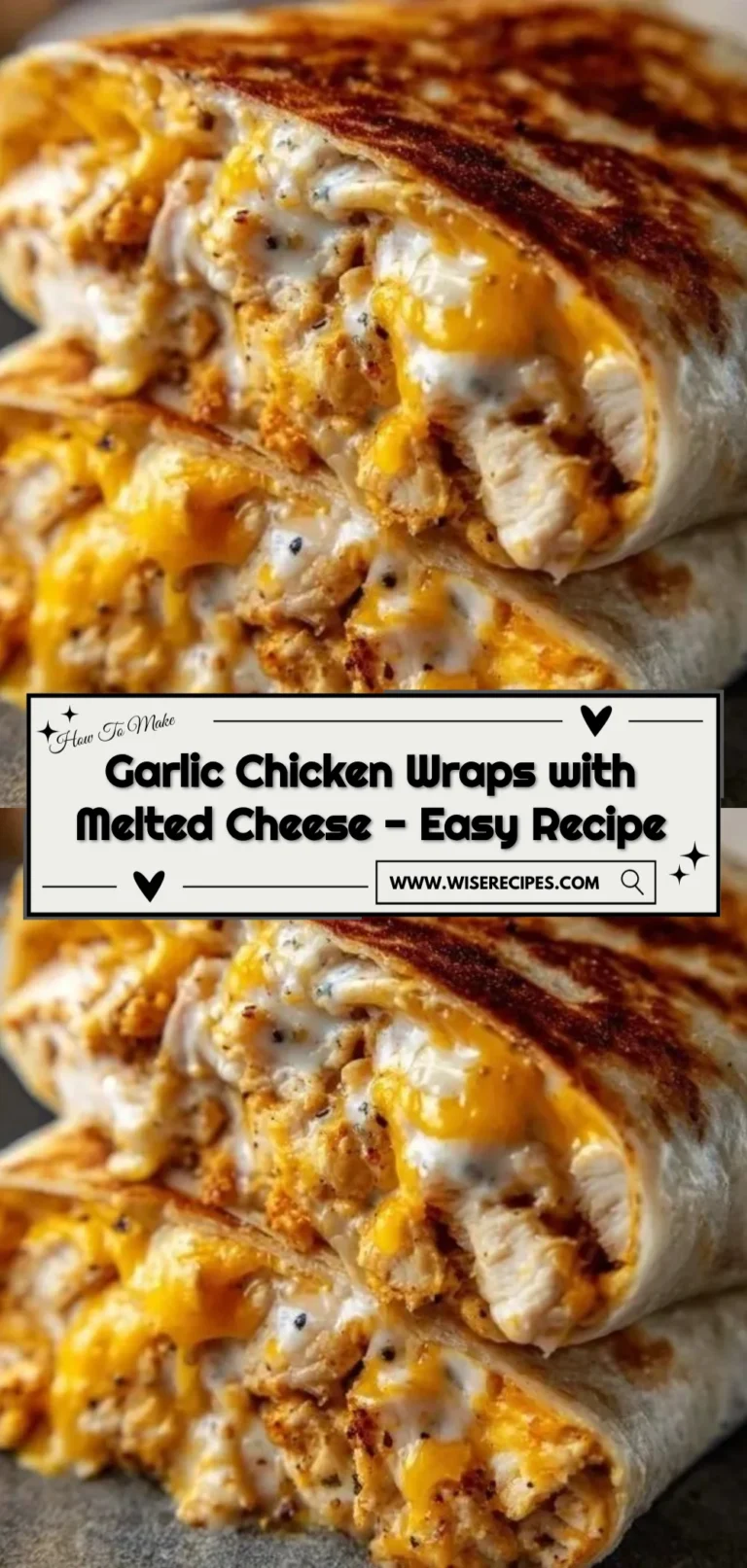 Garlic chicken wraps with melted cheese, an easy recipe for a tasty meal.