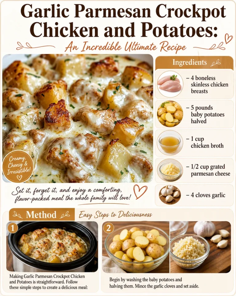 Garlic Parmesan Chicken and Potatoes cooked in a crockpot