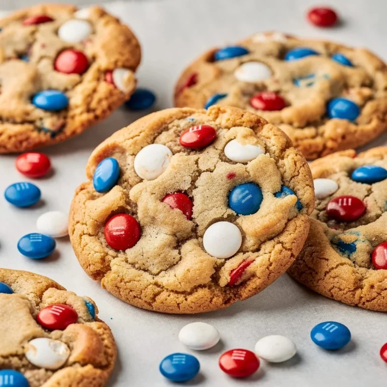 Delicious giant monster cookies with chocolate chips and colorful candies