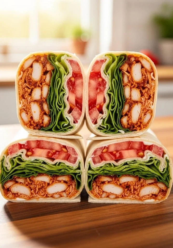 Delicious grilled BBQ chicken wrap filled with fresh ingredients and smoky flavor