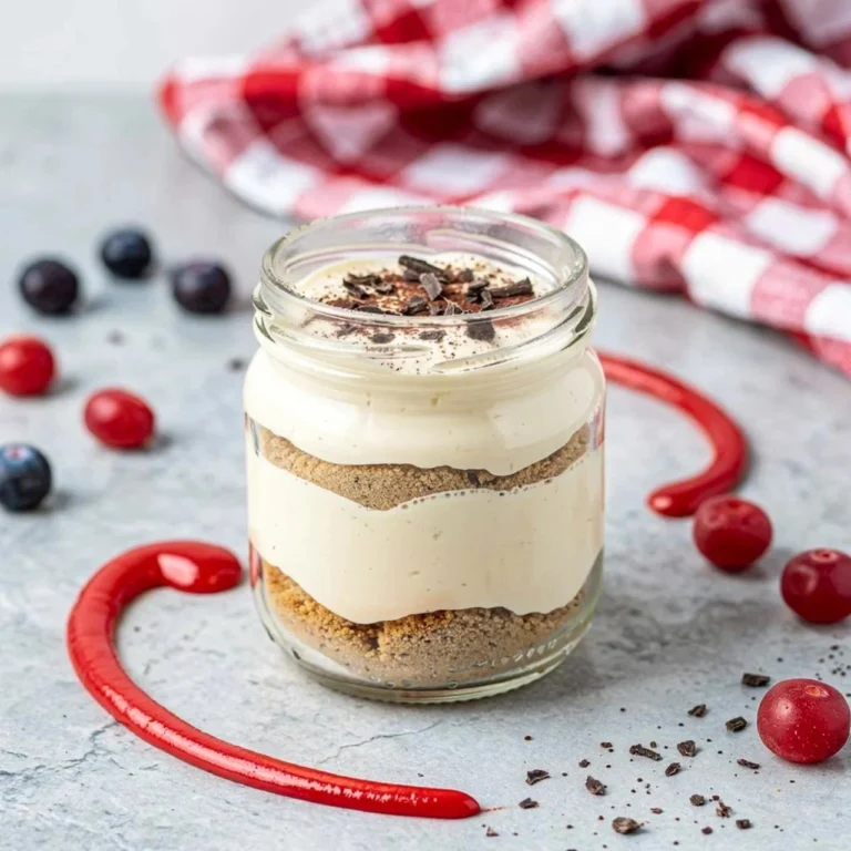 Healthy protein cheesecake jars topped with berries and nuts