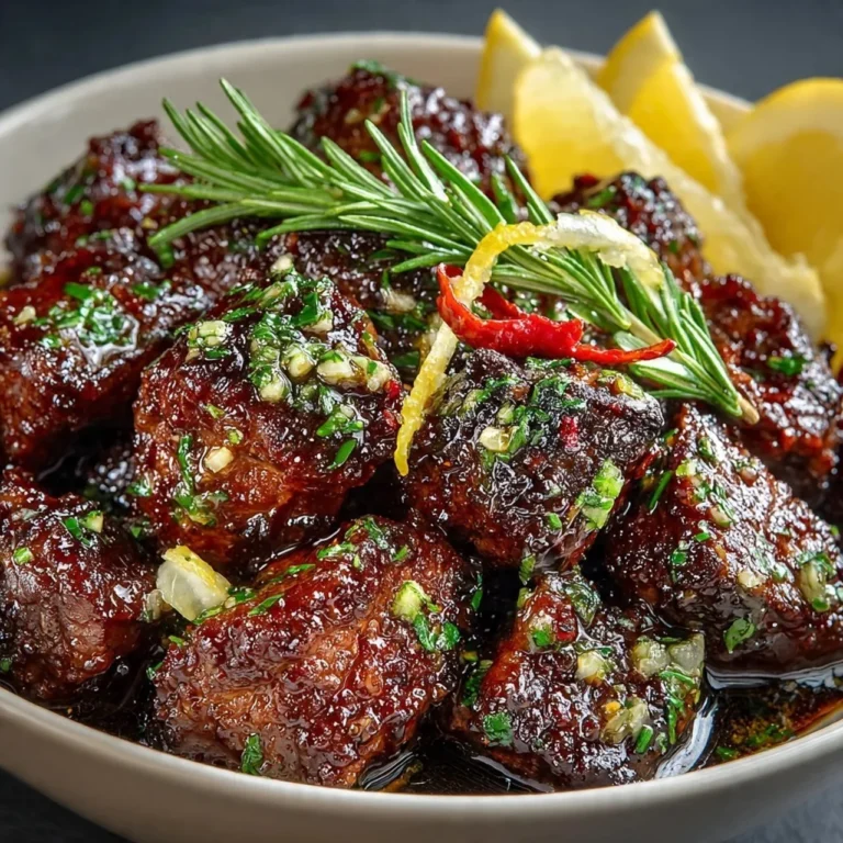 Delicious high protein garlic butter beef bites cooked in a slow cooker