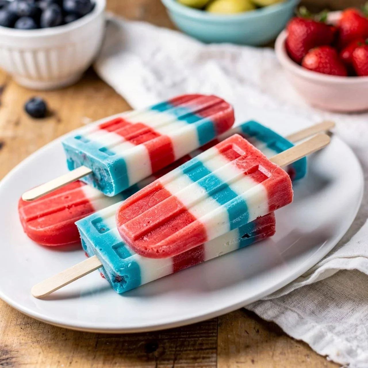 Delicious homemade red, white, and blue popsicles perfect for summer treats