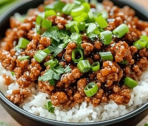 Delicious honey garlic ground turkey served with vegetables