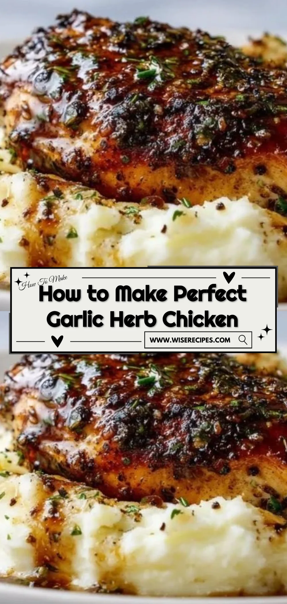 A plate of perfectly grilled garlic herb chicken garnished with herbs.