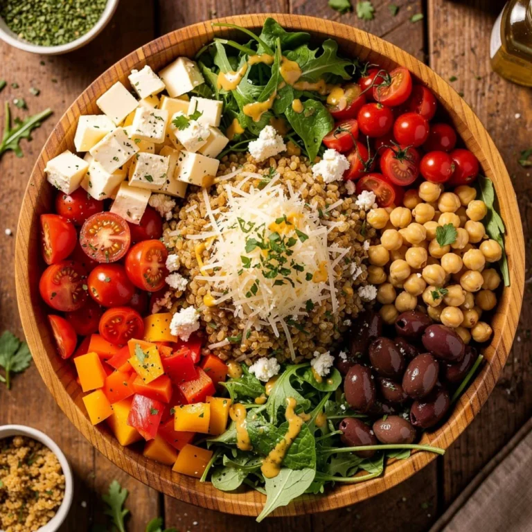 Colorful Italian Pasta Salad with veggies and dressing in a bowl