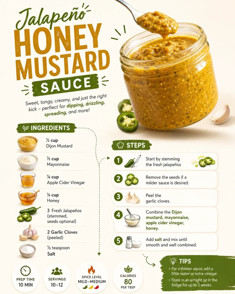 Homemade Jalapeño Honey Mustard Sauce in a small jar with fresh ingredients