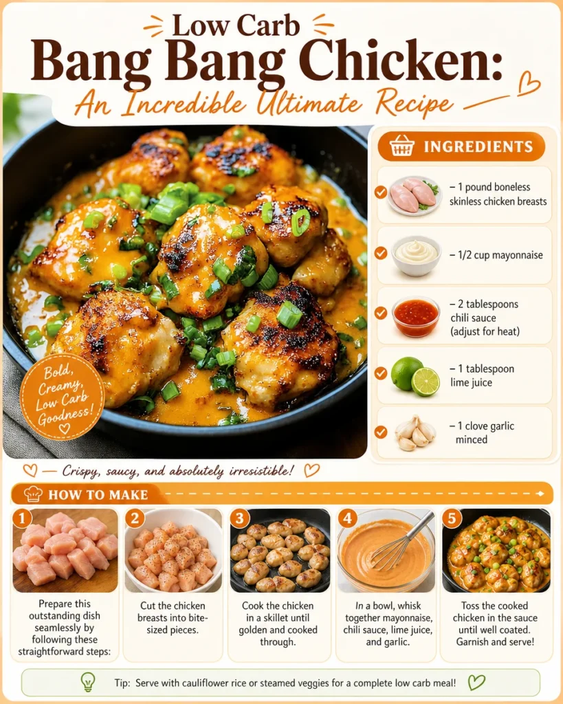 Delicious Low Carb Bang Bang Chicken served with fresh vegetables
