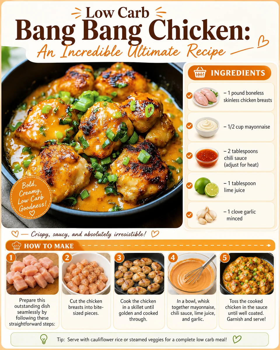 Delicious Low Carb Bang Bang Chicken served with fresh vegetables
