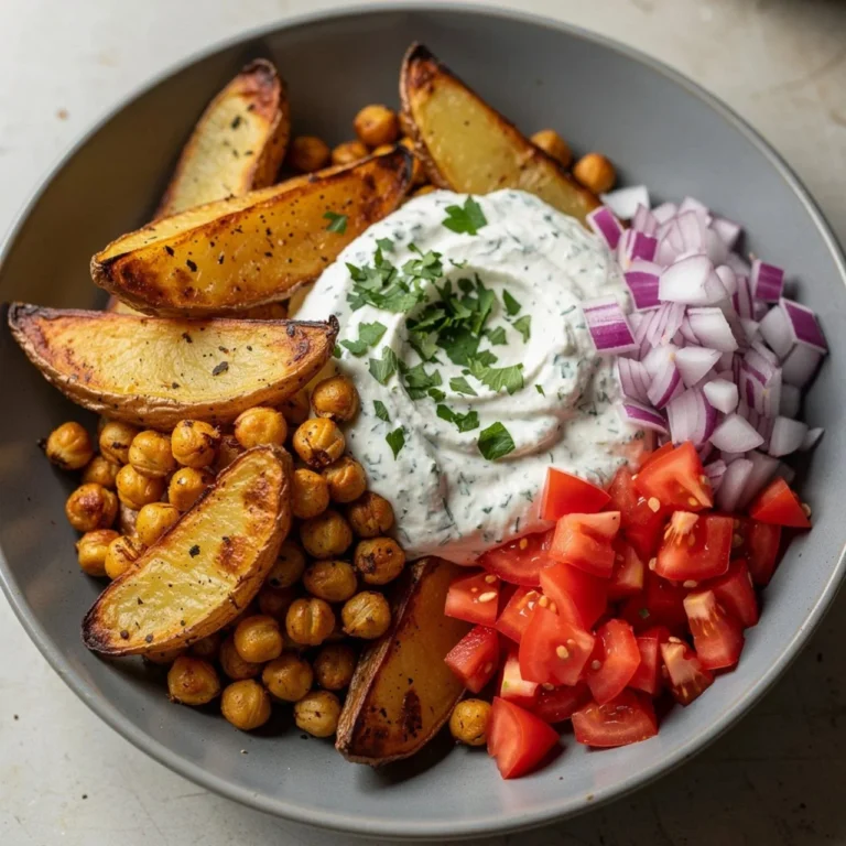 Mediterranean roasted vegetable bowl with colorful roasted veggies on a plate