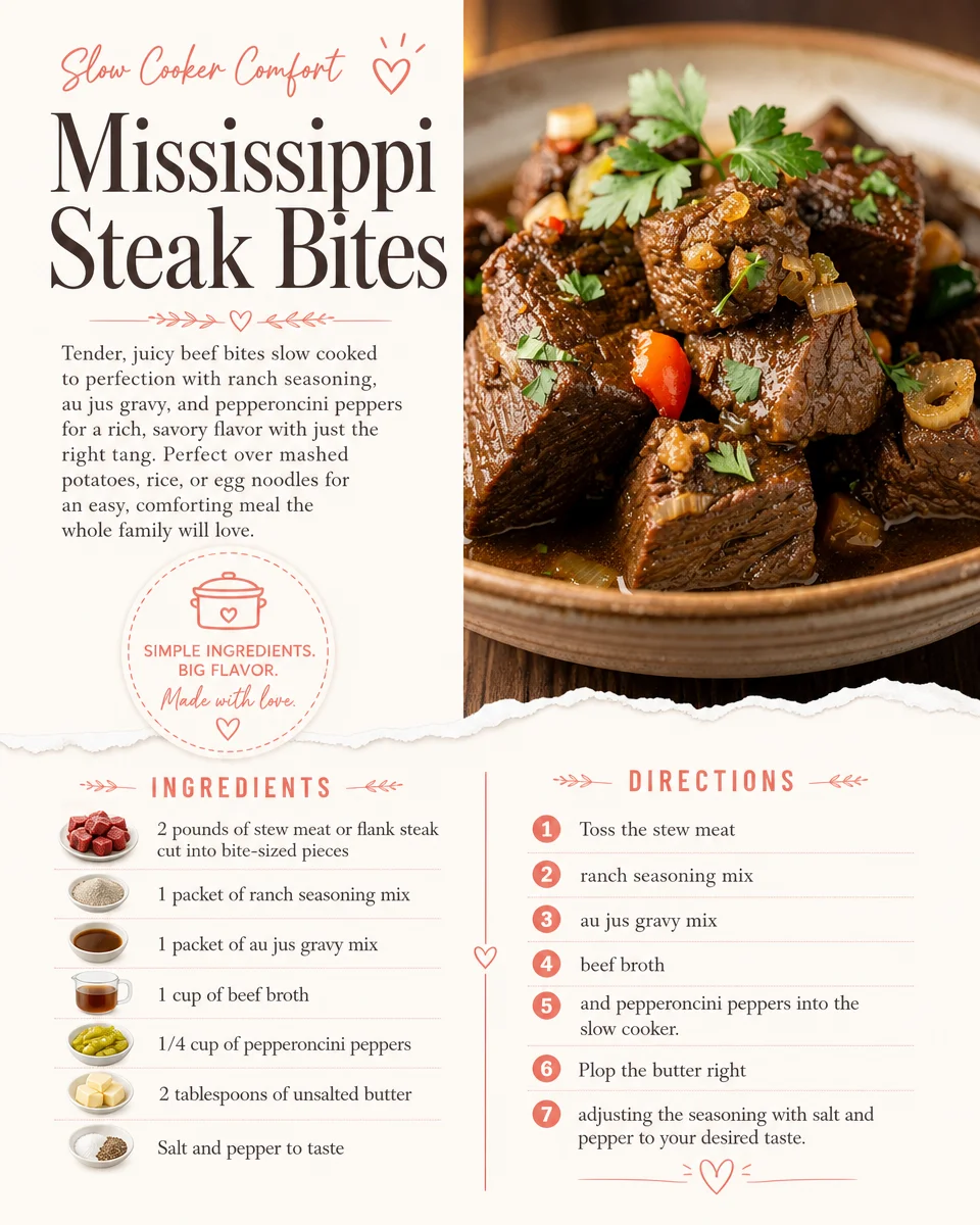 Juicy Mississippi Steak Bites served with dipping sauce