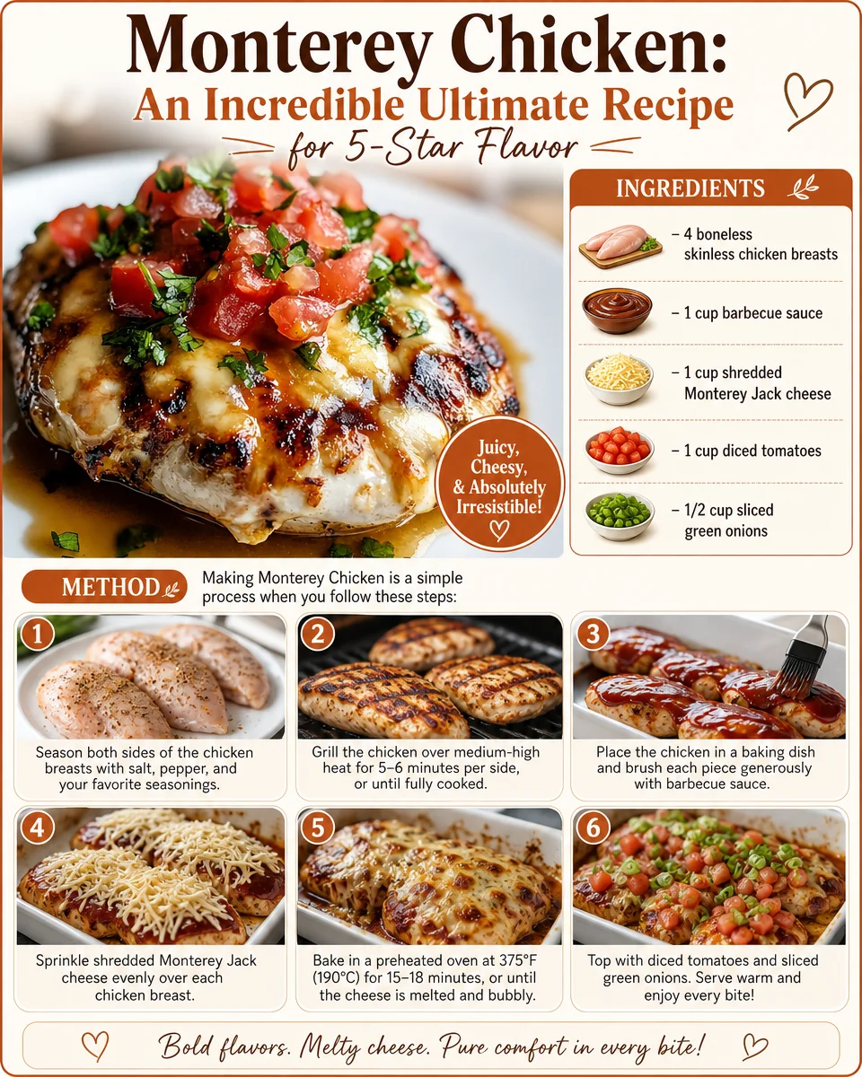 Delicious Monterey Chicken topped with cheese and tomatoes