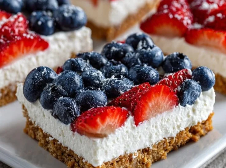 No-Bake Flag Cheesecake Bars - A festive, delicious dessert for celebrations
