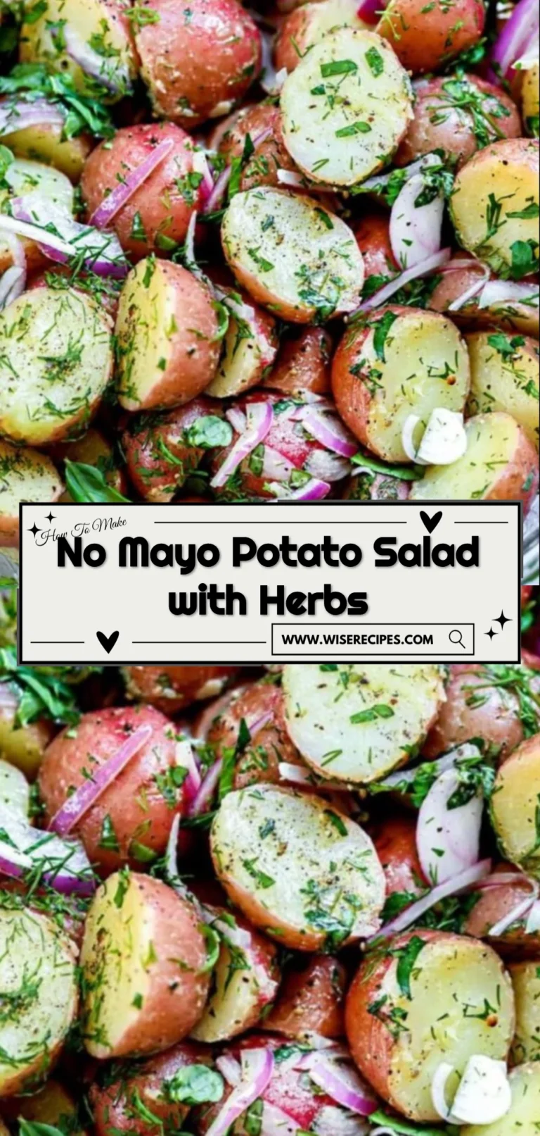 No mayo potato salad with fresh herbs in a bowl