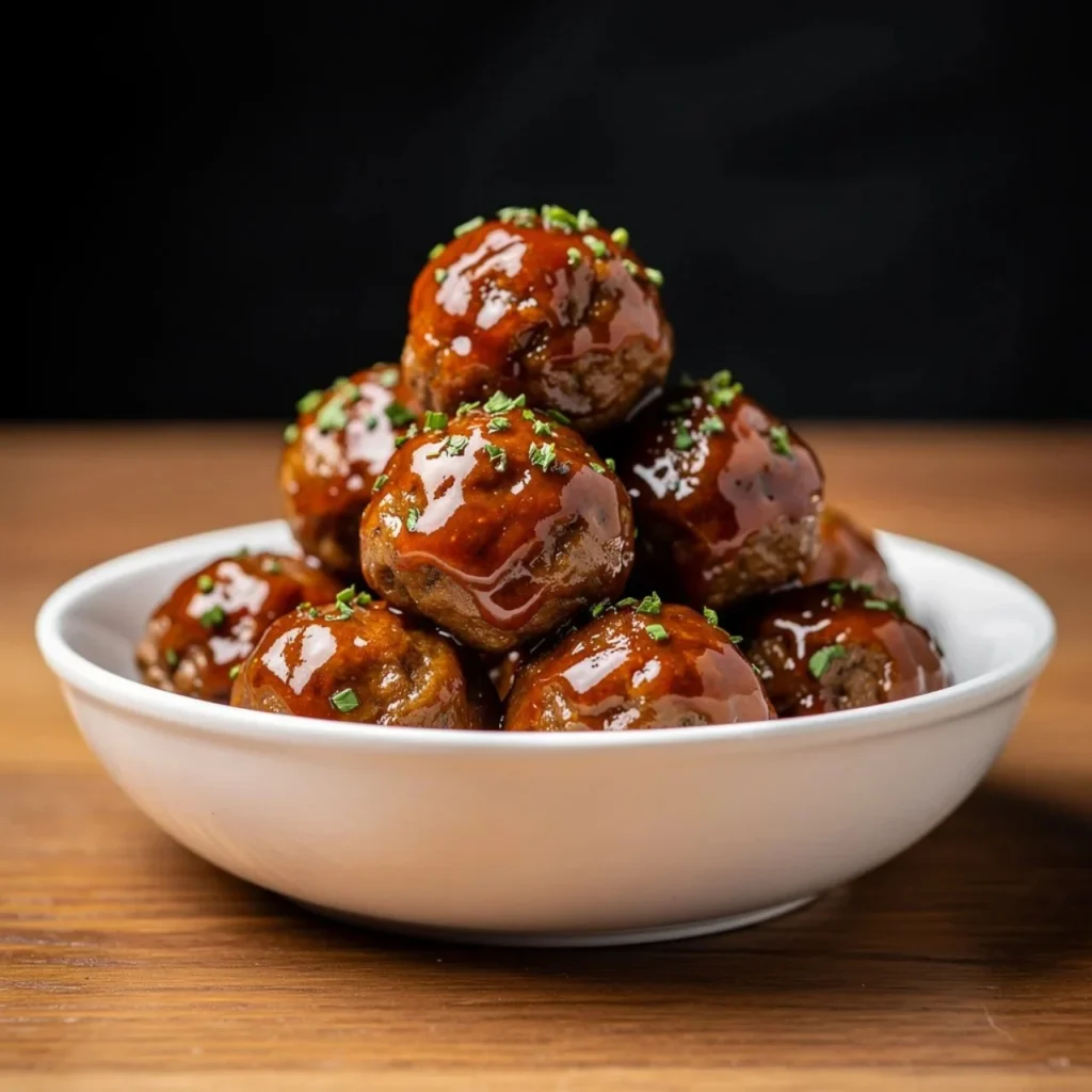 Delicious homemade orange chicken meatballs served in a savory sauce