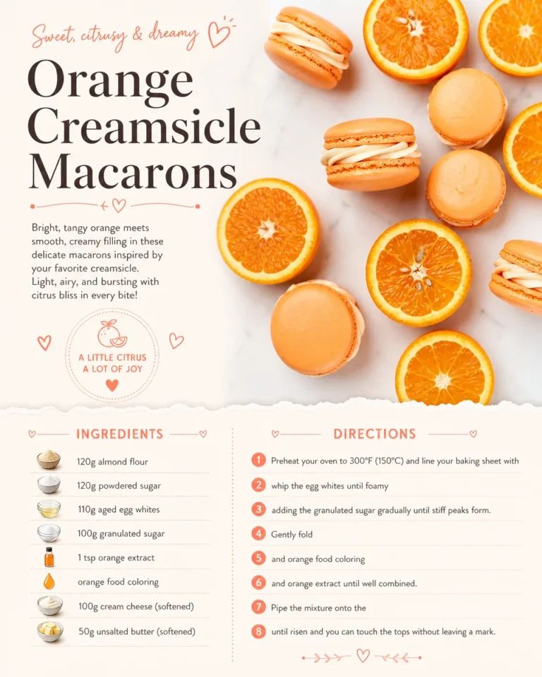 Delicious Orange Creamsicle Macarons on a plate with vibrant orange filling