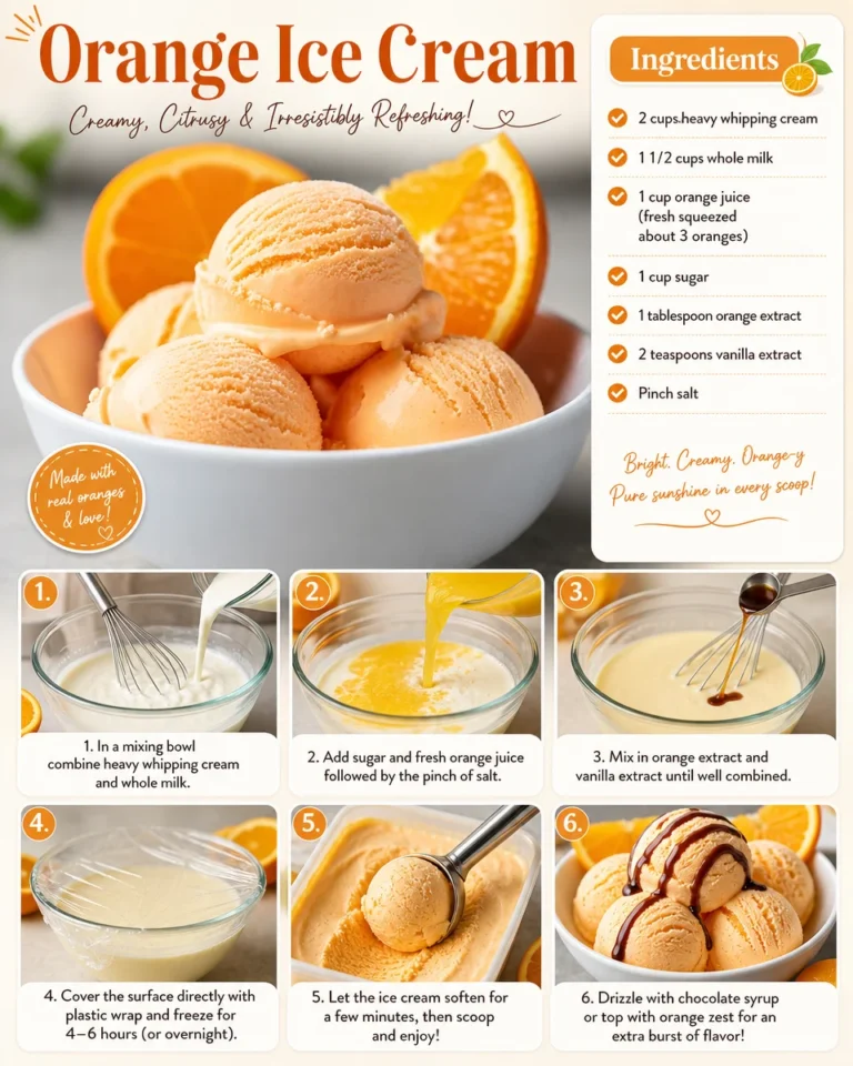 Delicious bowl of orange ice cream with a slice of orange on top