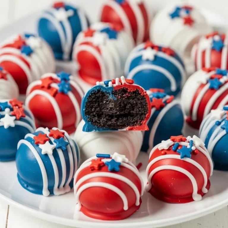 Delicious Patriotic Oreo Balls decorated for festive celebrations