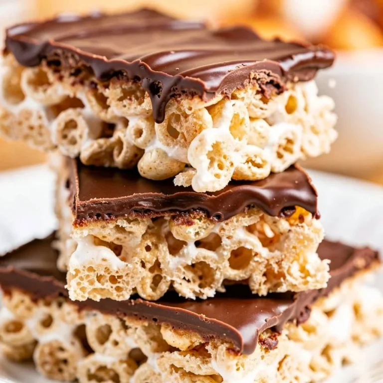Delicious Peanut Butter Rice Krispie Treats stacked on a plate