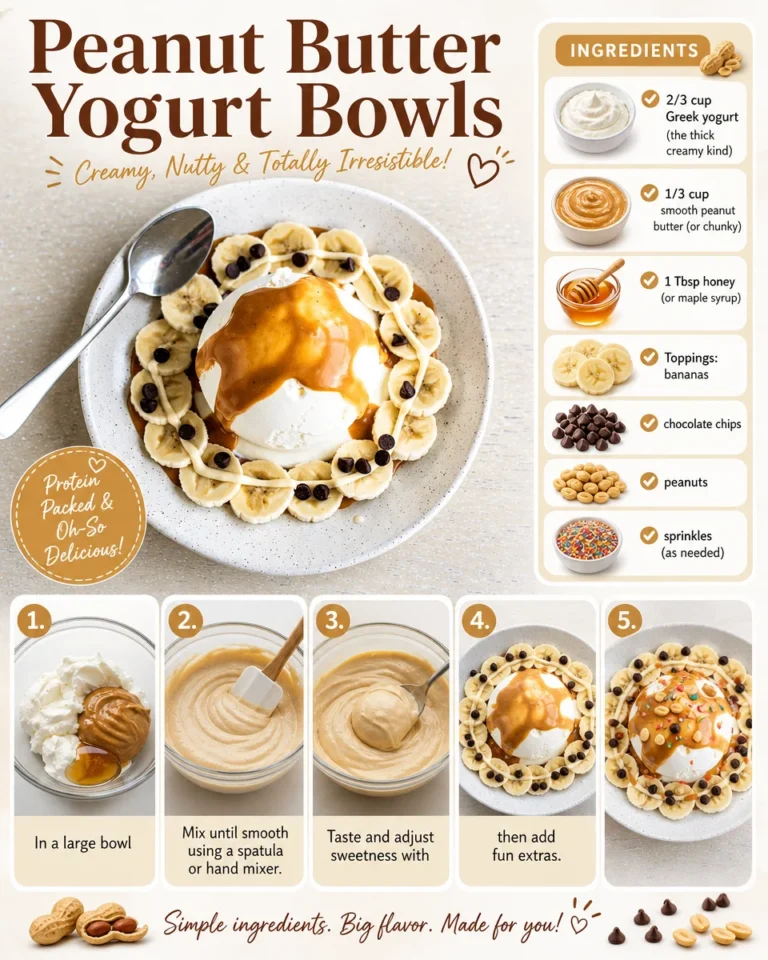 Delicious Peanut Butter Yogurt Bowl with toppings and fresh fruit