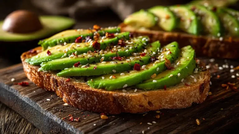 Delicious avocado toast topped with cherry tomatoes and microgreens on a plate