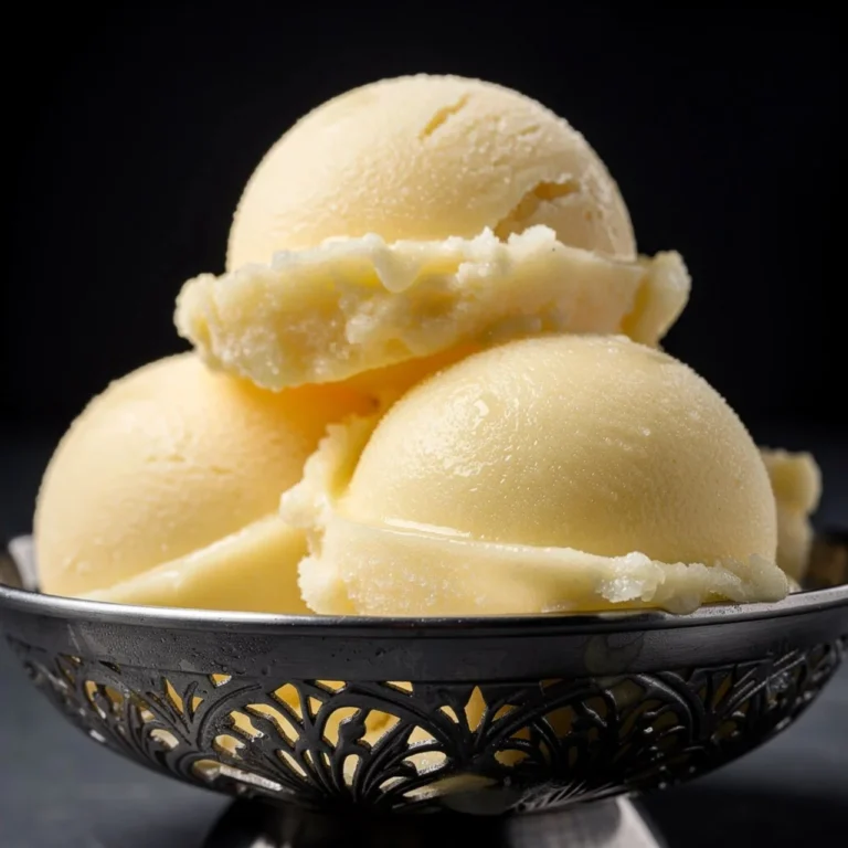 Homemade pineapple sorbet in a bowl with fresh pineapple chunks
