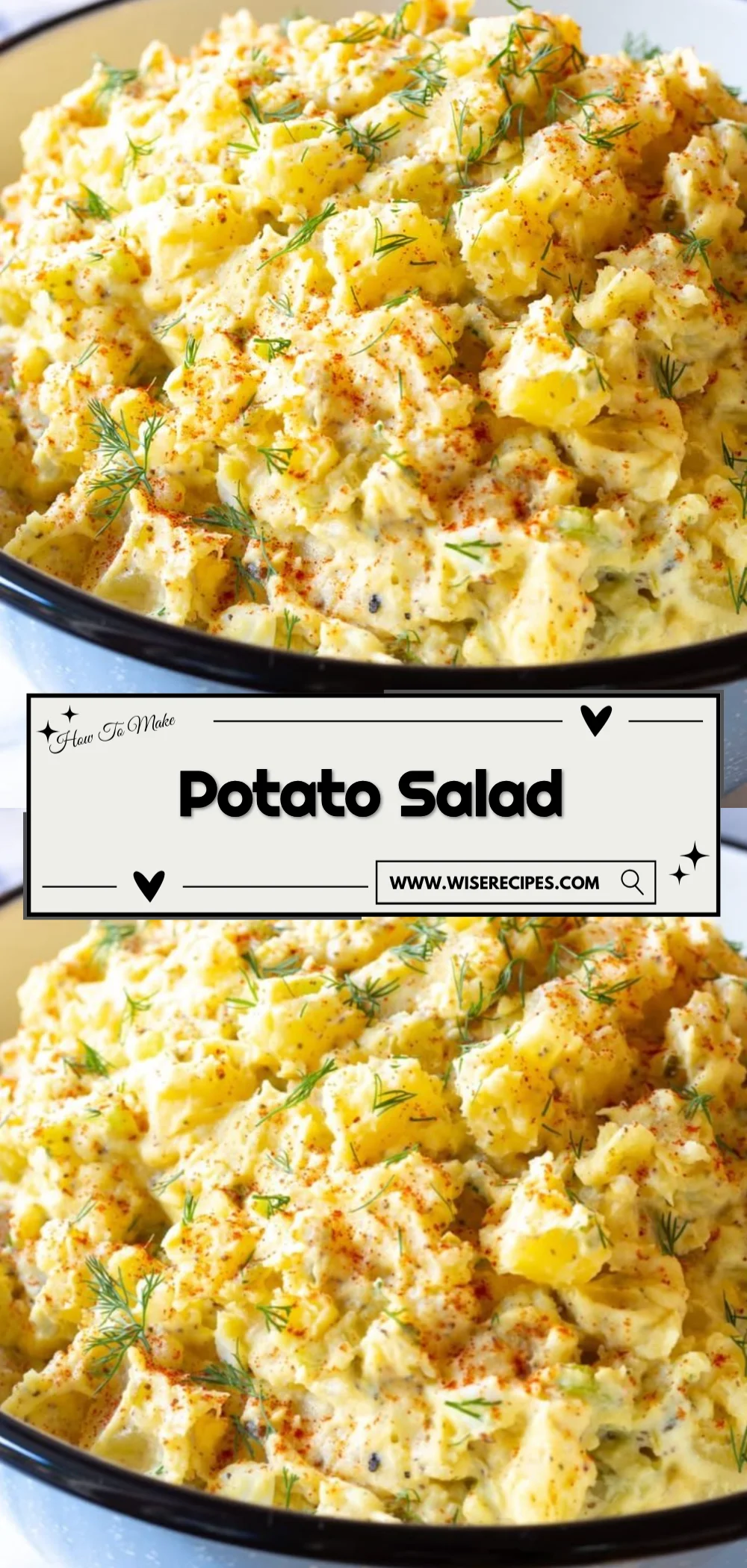Delicious potato salad bowl with fresh ingredients and herbs