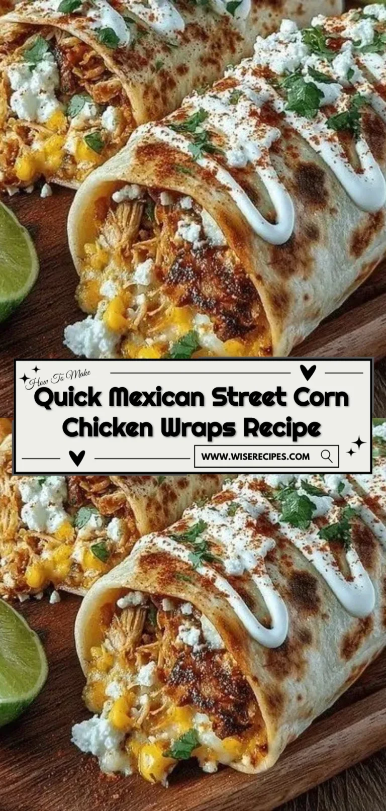 Delicious Mexican street corn chicken wraps on a plate