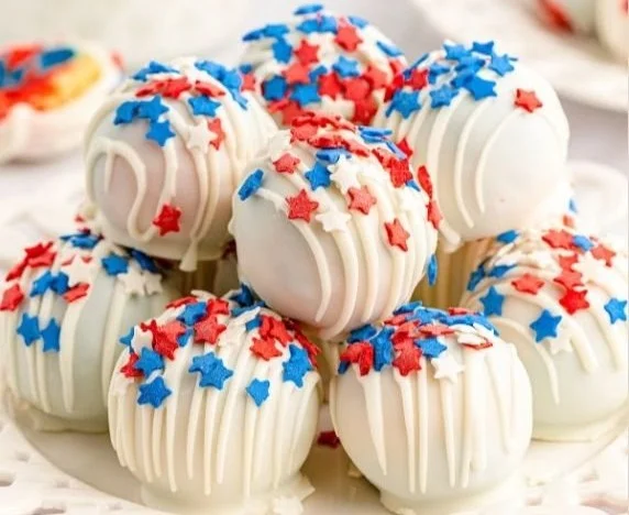 Red, White, and Blue Cake Balls for festive celebrations