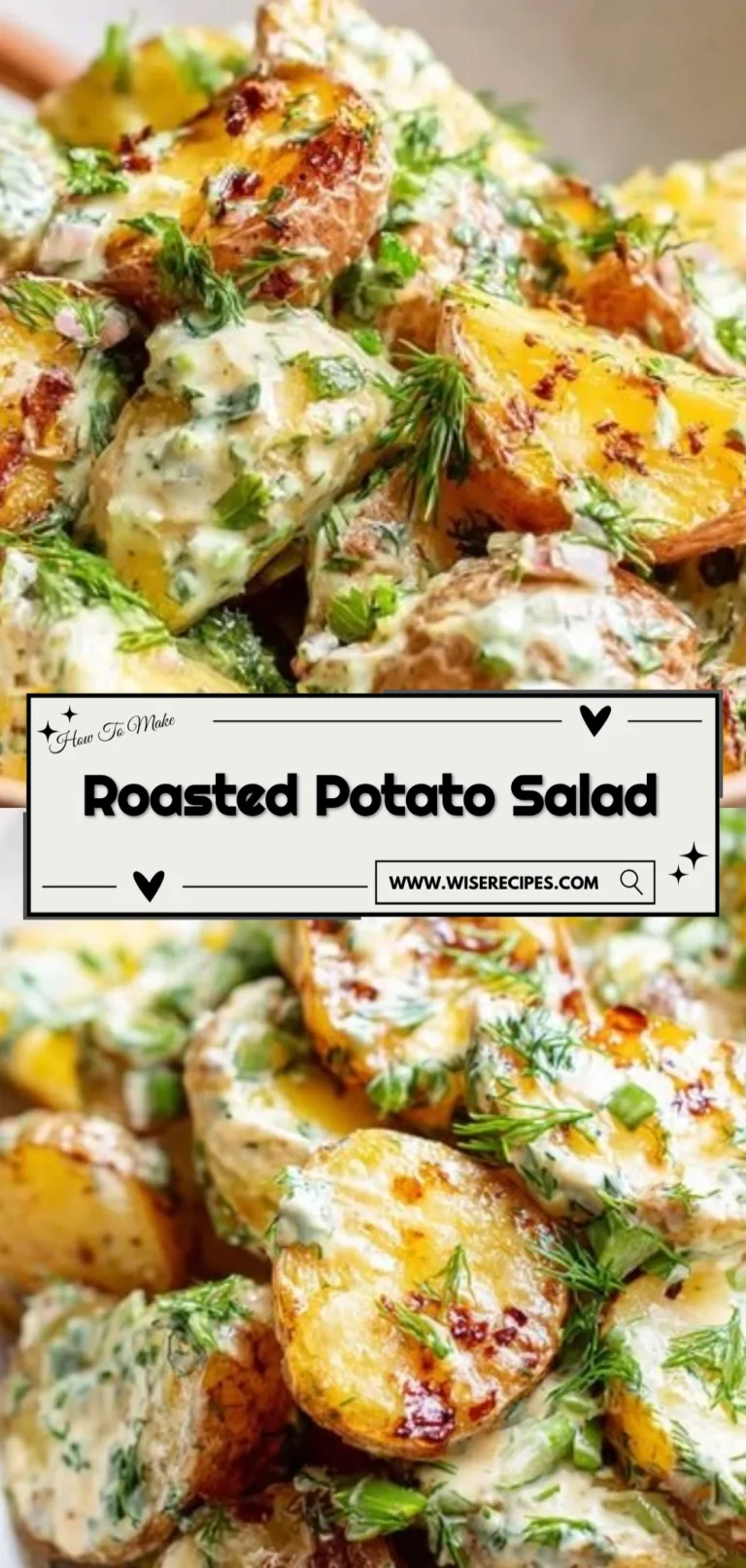 Delicious roasted potato salad with fresh herbs and colorful vegetables