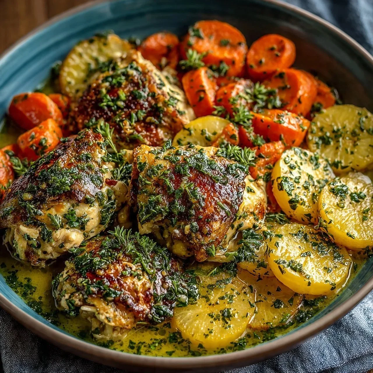 Delicious slow cooker garlic butter chicken with fresh vegetables