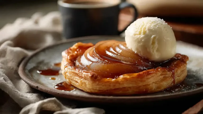Delicious spiced pear puff pastry tarts ready to serve