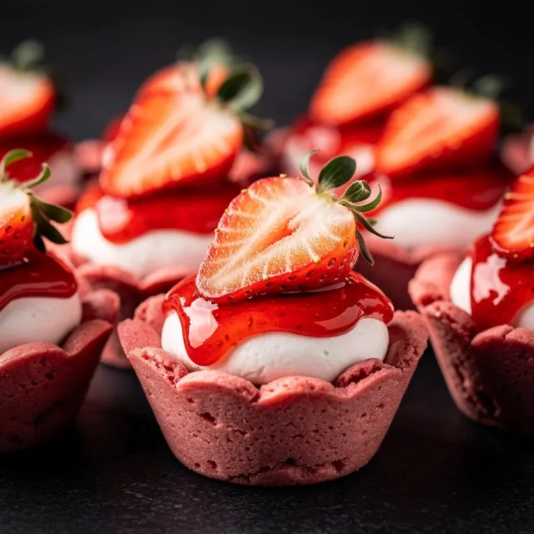 Colorful strawberry cookie boats filled with fresh strawberries and cream.