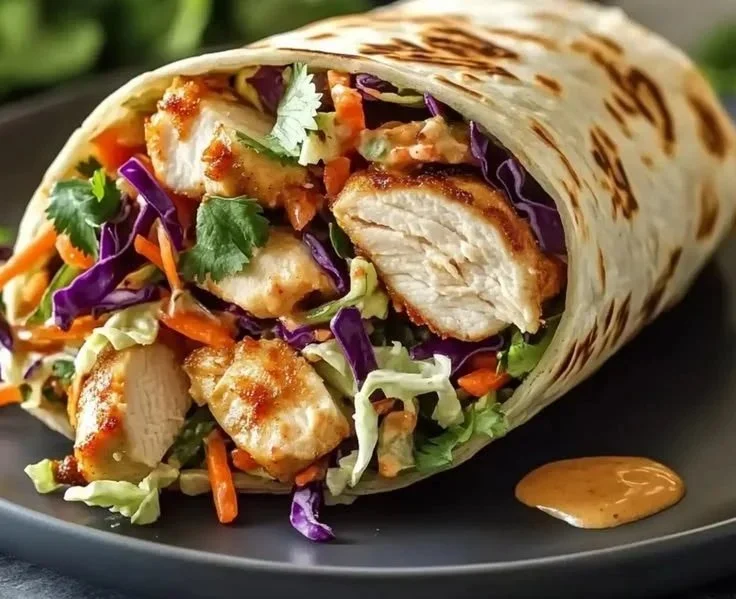 Thai-Inspired Chicken Wrap with fresh ingredients and vibrant flavors