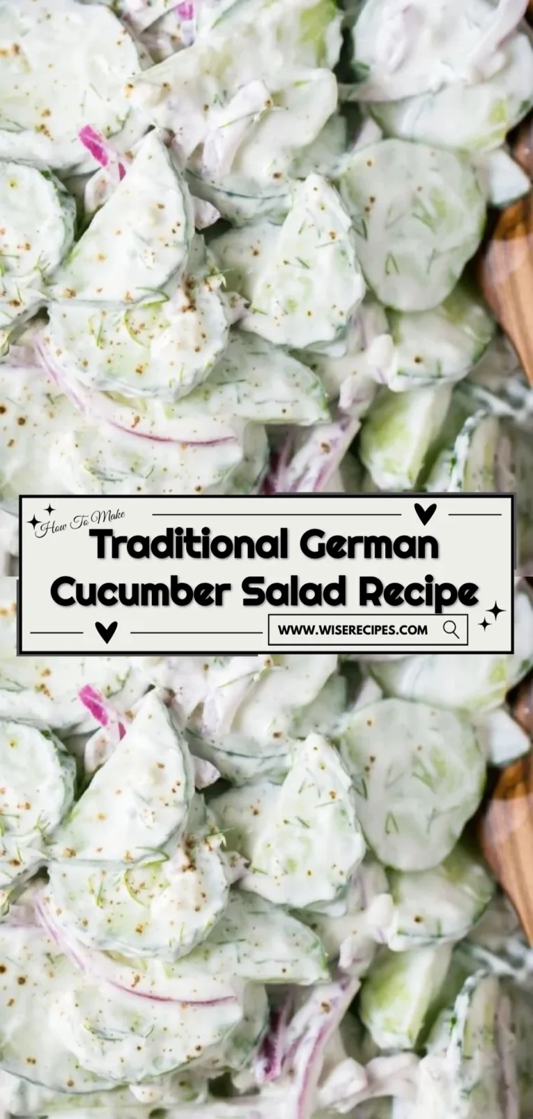 Traditional German cucumber salad with fresh ingredients in a bowl