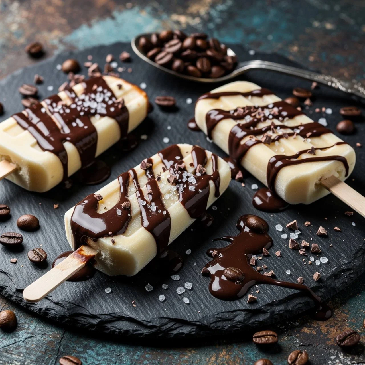 Vanilla cold brew coffee popsicles ready to be enjoyed on a hot summer day