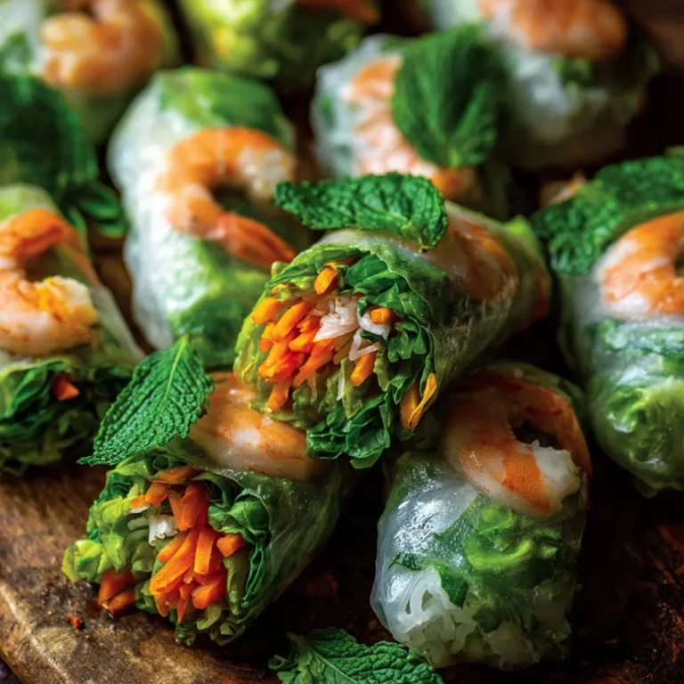 Fresh Vietnamese spring rolls with vegetables and herbs on a plate