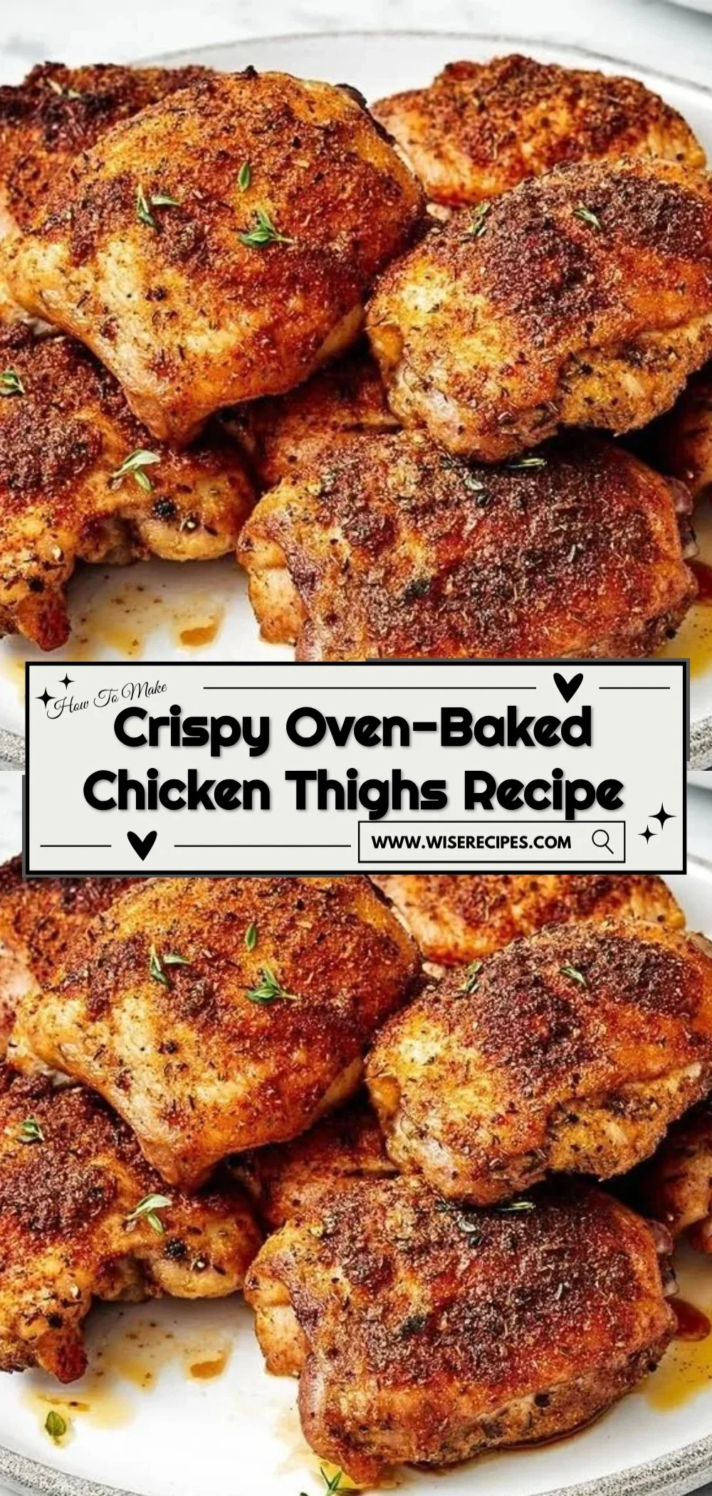 Delicious baked chicken thighs served with herbs and spices
