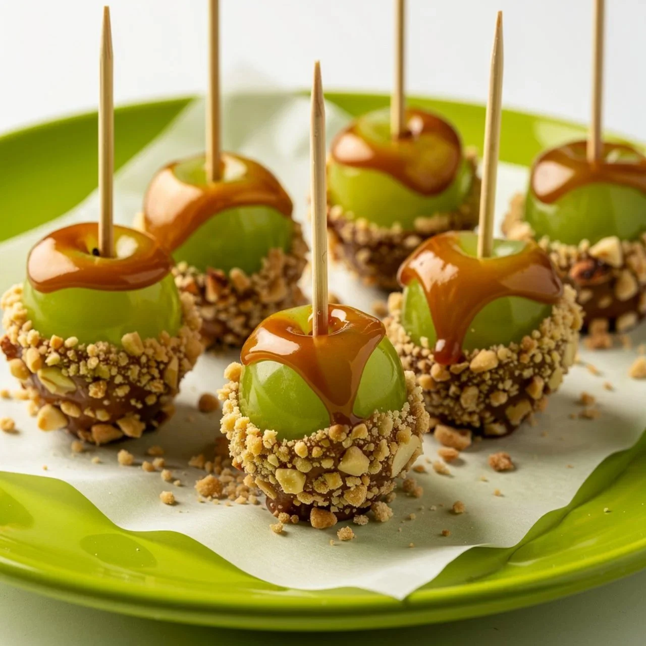 Caramel apple grapes presented as a delightful snack for busy nights.